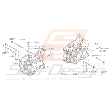 Schéma de Bloc Cylindre Origine Subaru GT 1993 - 1998