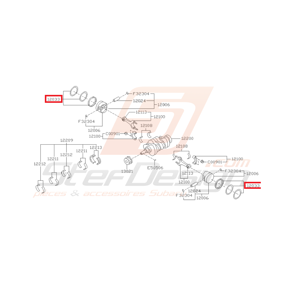 Segmentation SUBARU GT 99-00 WRX 2001 STI 2.0L  Segmentation SUBARU GT 99-00 WRX 2001 STI 2.0L