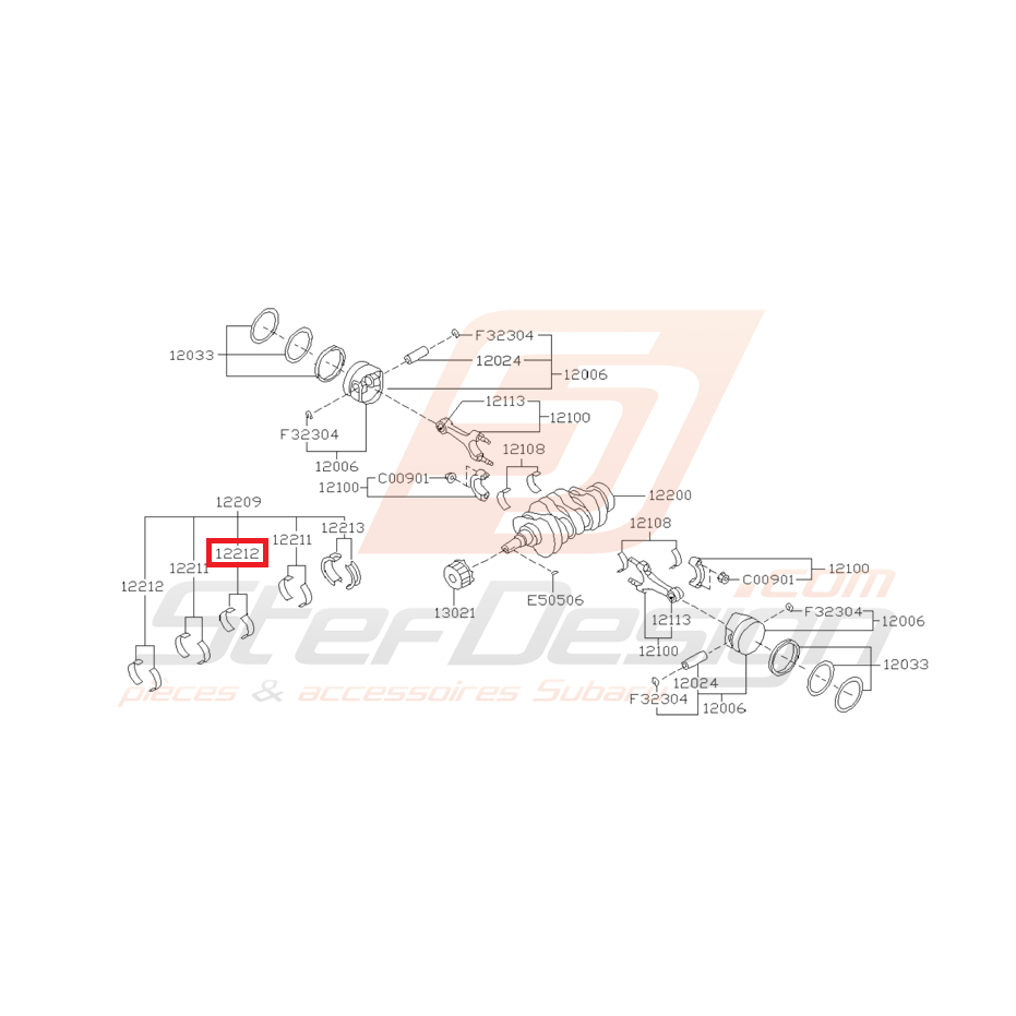 Coussinet N2 de Vilebrequin Origine Subaru GT 1993 - 1998 Coussinet N2 de Vilebrequin Origine Subaru GT 1993 - 1998