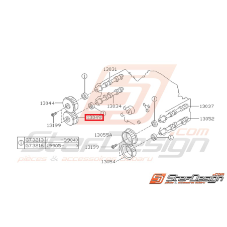 Poulie AAC échappement droit GT 99-00 et WRX 01-10 STI 01-07