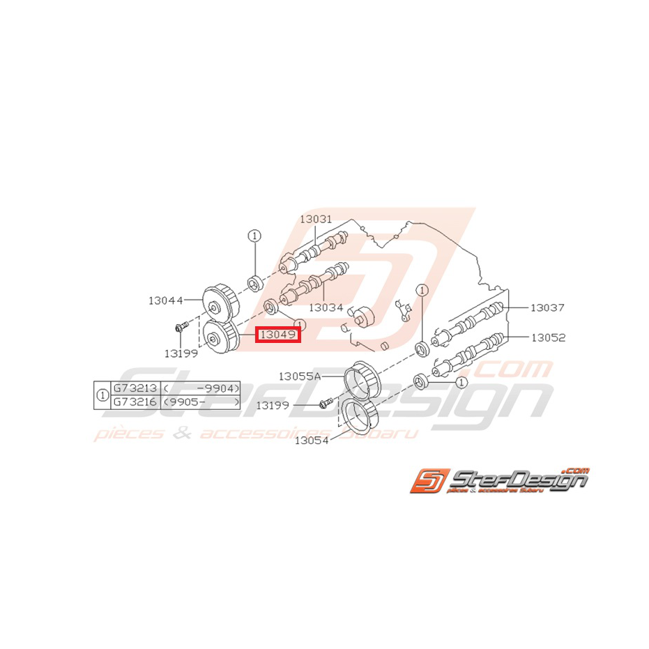 Poulie AAC échappement droit GT 99-00 et WRX 01-10 STI 01-07