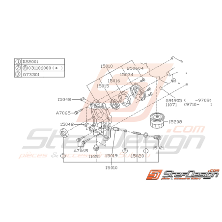 Ensemble Pompe et Filtre à Huile Origine Subaru GT 1993 - 2000