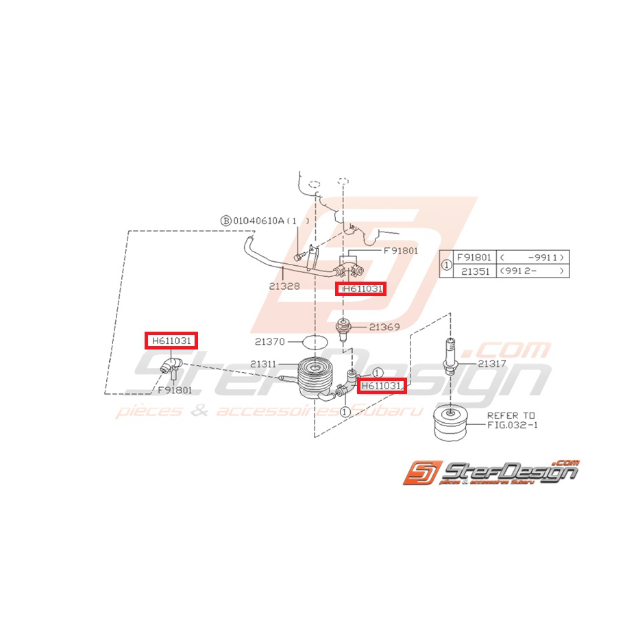 Durite de modine d'huile SUBARU GT 93-00 WRX/STI 01-14 Durite de modine d'huile SUBARU GT 93-00 WRX/STI 01-14