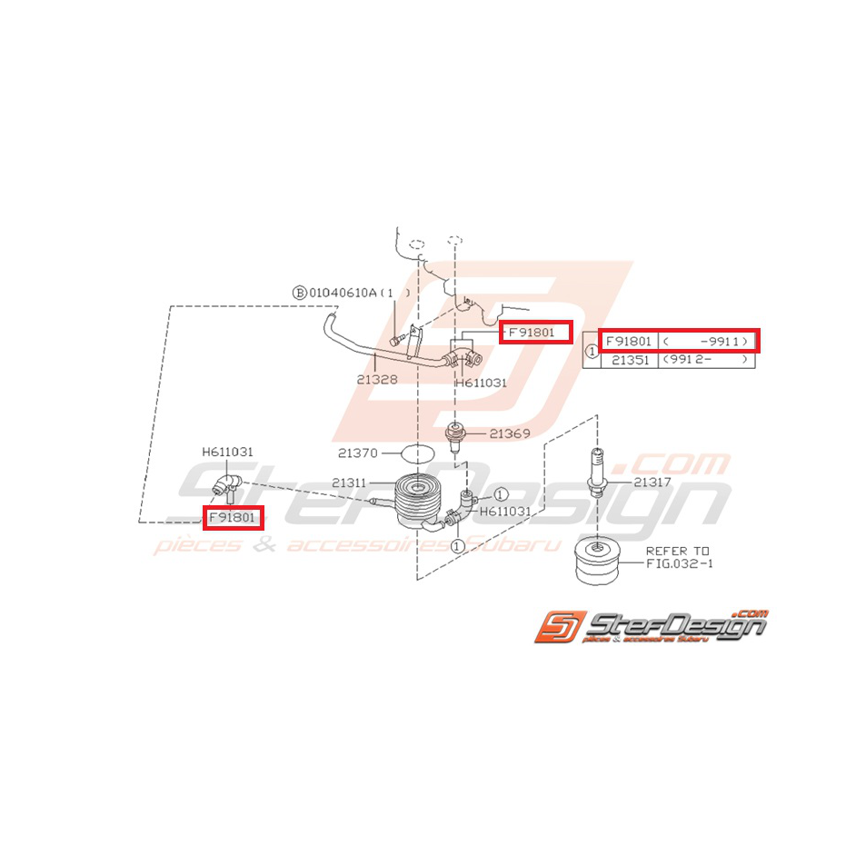 Collier durite pour modine SUBARU GT 97-00 WRX 01-07