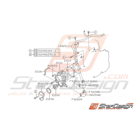 Ensemble Pompe à Eau Origine Subaru GT 1994 - 1998