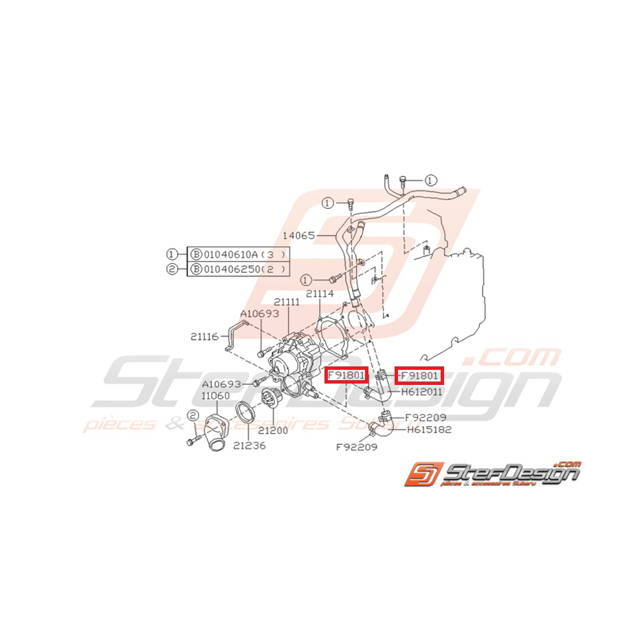 Collier durite pour modine SUBARU GT 97-00 WRX 01-07