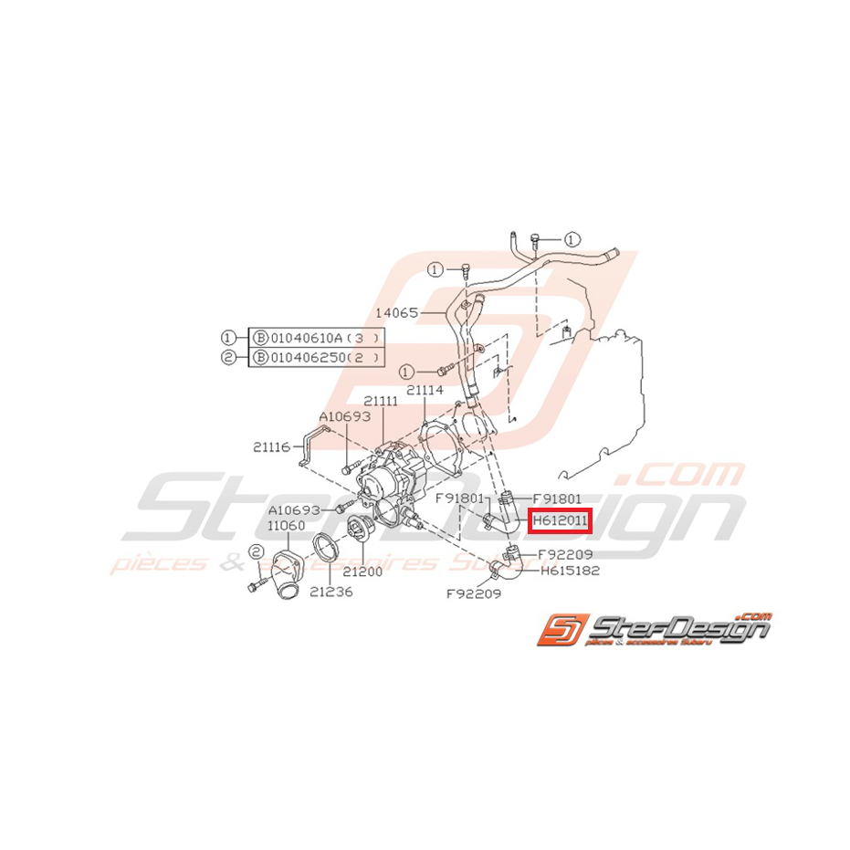 Durite sortie pompe a eau supérieur 93-14 Durite sortie pompe a eau supérieur 93-14