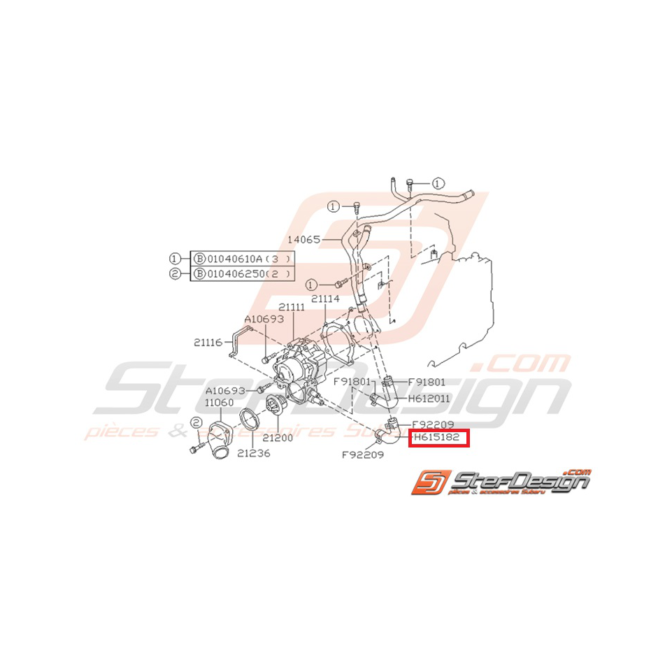 Durite sortie de pompe à eau inférieur 93-14