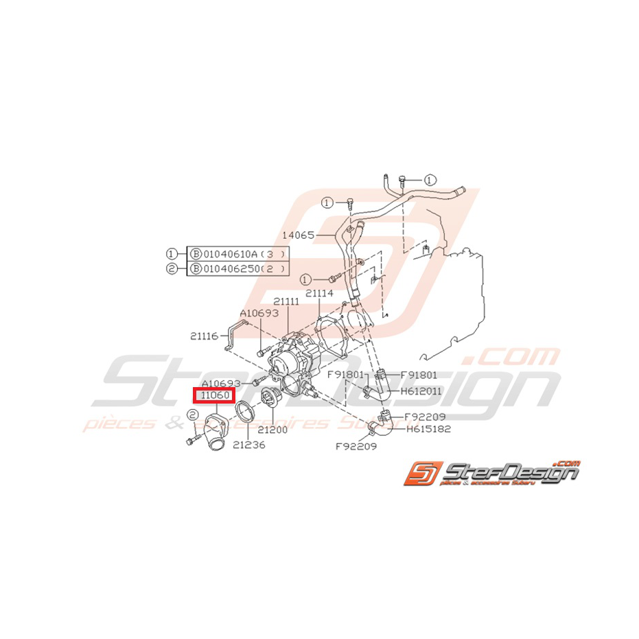 Couvercle thermostat SUBARU GT WRX STI 93-16