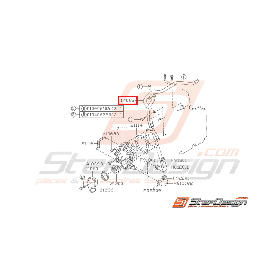 Conduit d 'eau subaru GT 93-98 Conduit d 'eau subaru GT 93-98