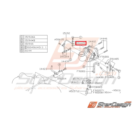 Rondelle cuivre pour vis d'arrivée turbo ORIGINE SUBARU GT 93-00 WRX/STI 01-05 et de 08-14