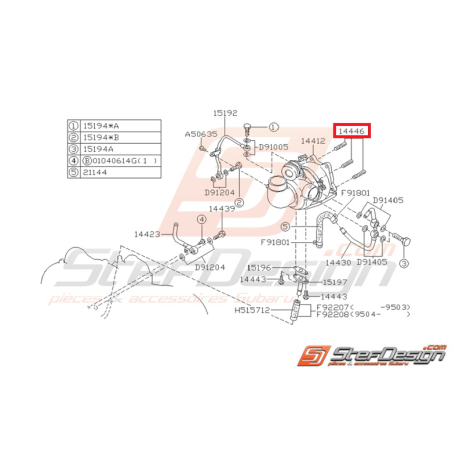 Goujon d'échappement subaru GT WRX STI 93-18