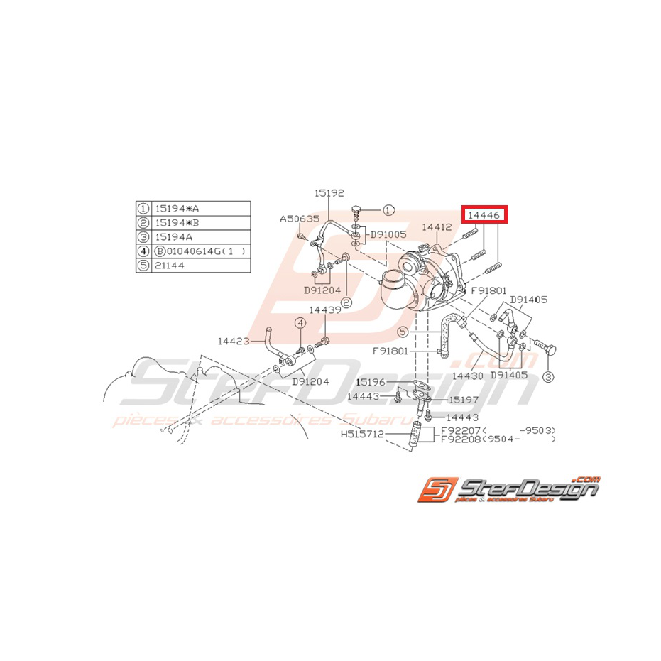 Goujon d'échappement subaru GT WRX STI 93-18