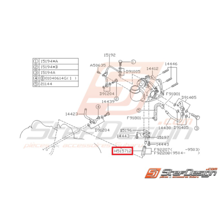 Durite de retour d'huile turbo GT 93-00 WRX/STI 01-14