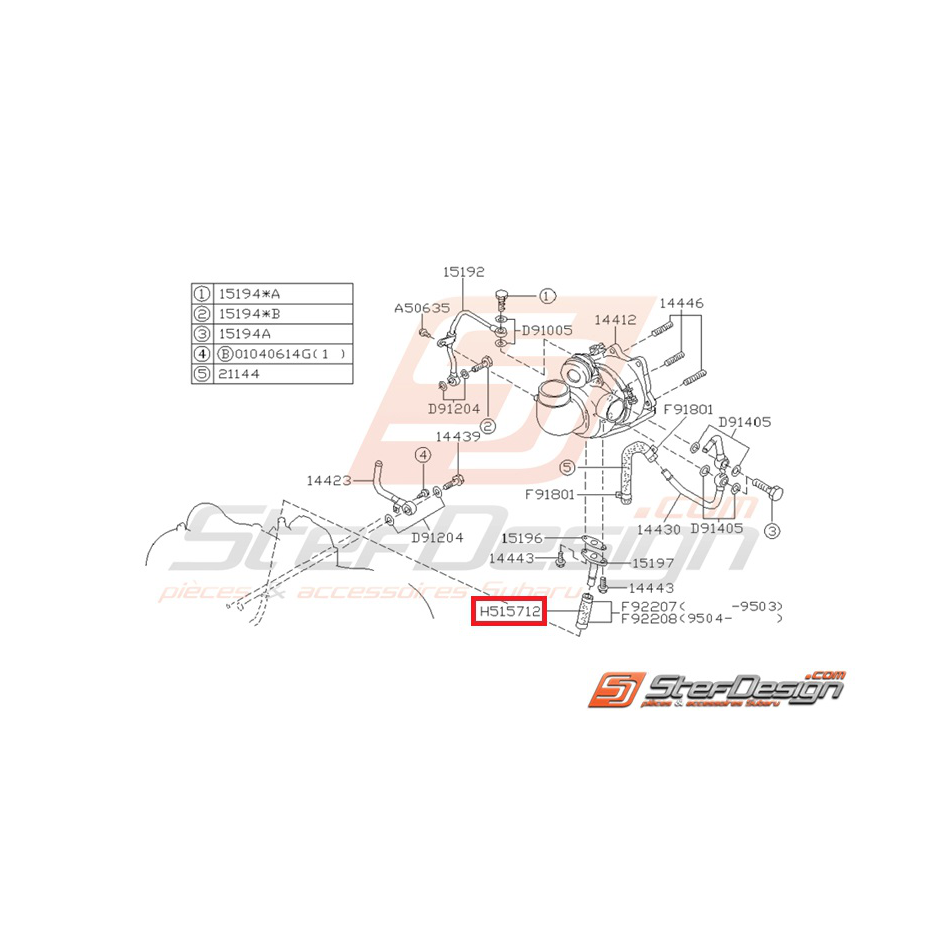 Durite de retour d'huile turbo GT 93-00 WRX/STI 01-14