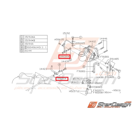 Rondelle cuivre pour vis d'arrivée turbo origine SUBARU