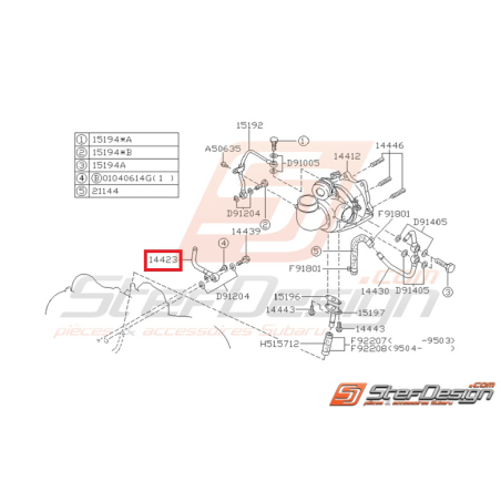 Durite refroidissement turbo origine subaru GT 94-98