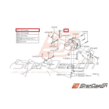 Vis d'arrivée d'huile turbo GT 93-00  WRX 01-10