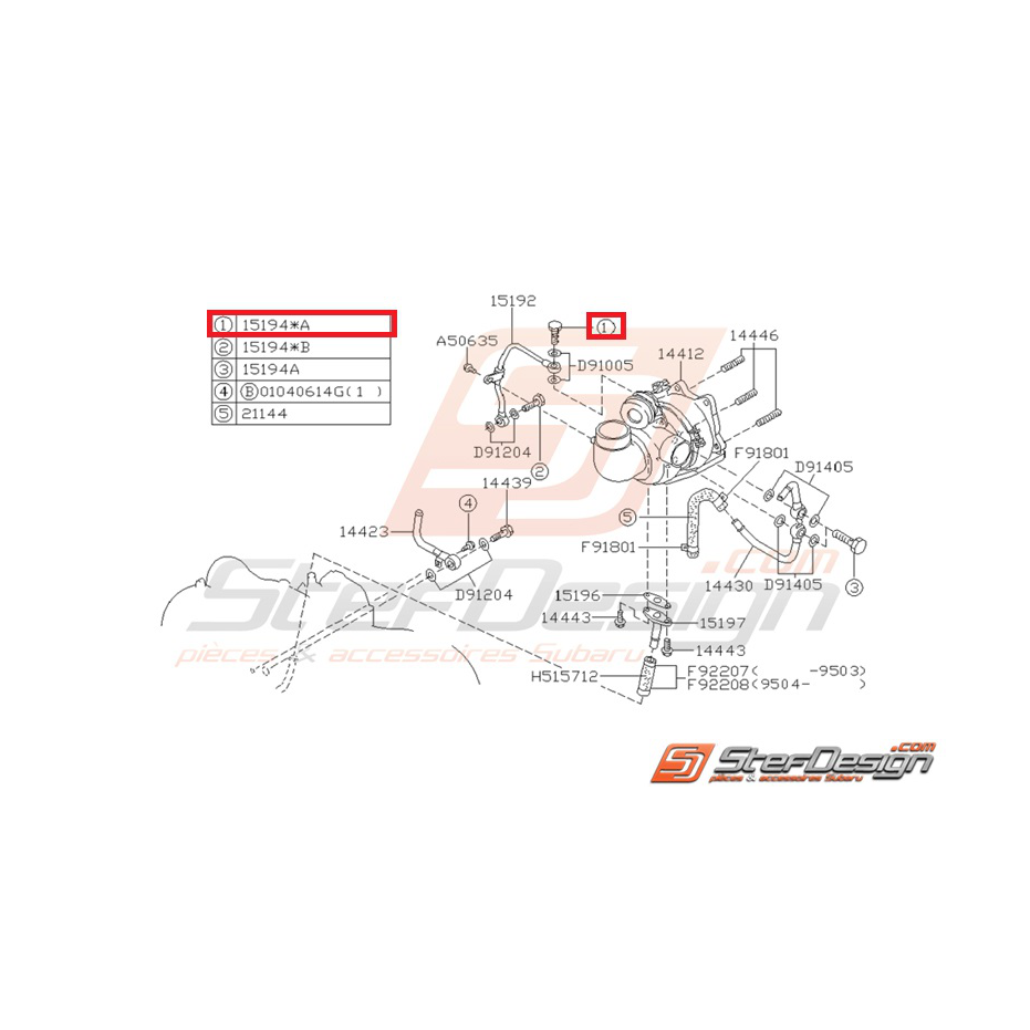 Vis d'arrivée d'huile turbo GT 93-00  WRX 01-10