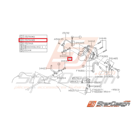 Vis d'arrivée d'huile et d'eau origine subaruGT 93-00 et WRX/STI 01-07