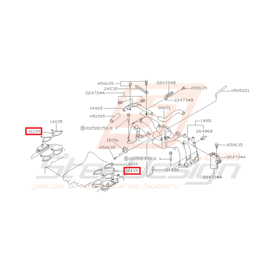 Collier de Collecteur d'Admission Origine Subaru GT 1994 - 1996 Collier de Collecteur d'Admission Origine Subaru GT 1994 - 1996