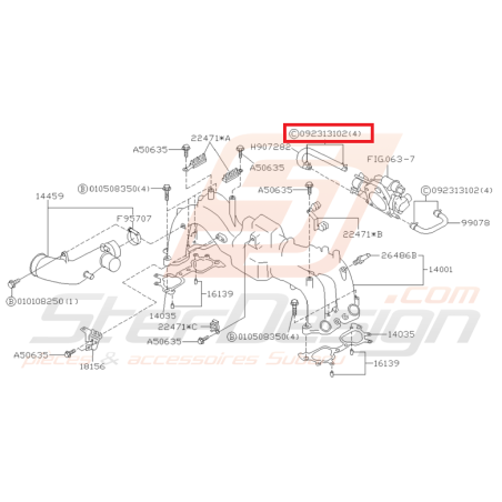 Attache tuyaux bouchon bypass SUBARU WRX/STI 01-05 Attache tuyaux bouchon bypass SUBARU WRX/STI 01-05