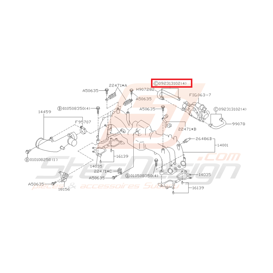 Attache tuyaux bouchon bypass SUBARU WRX/STI 01-05