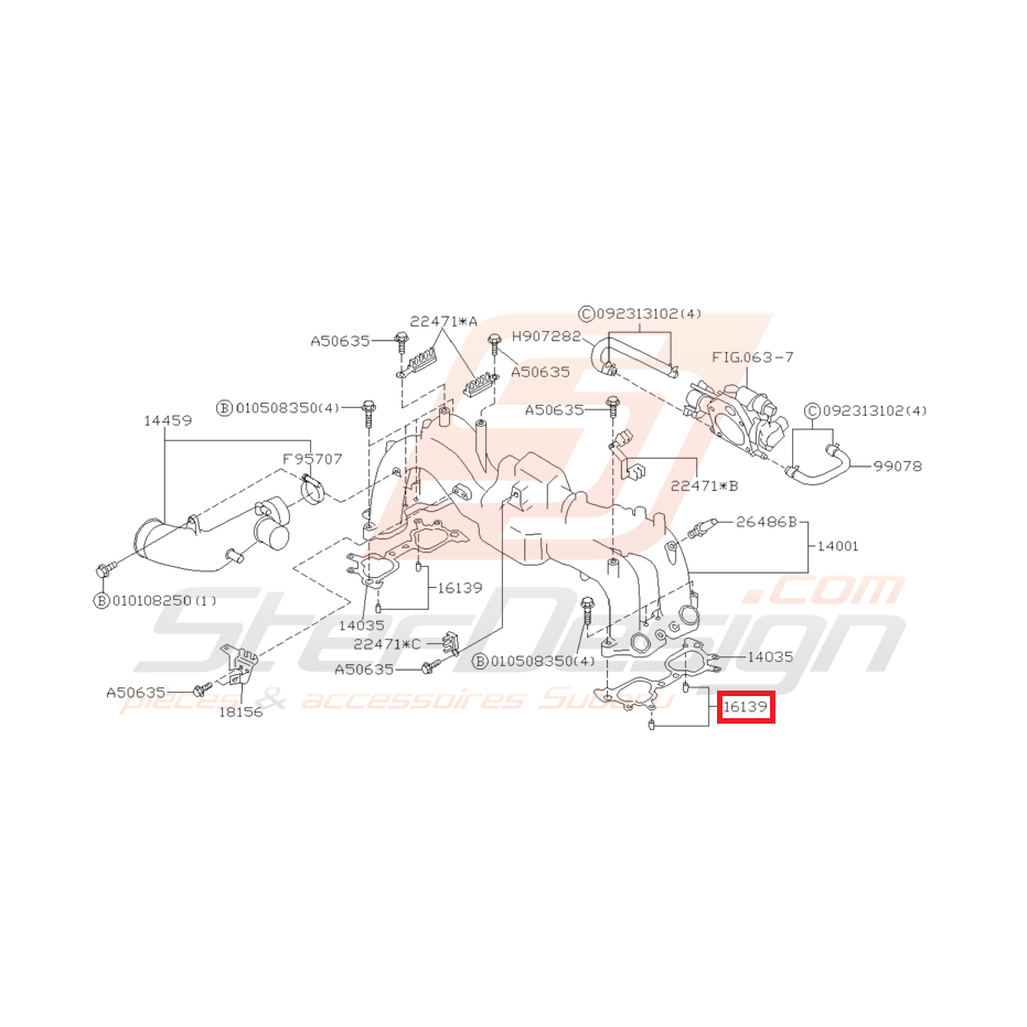 Collier de Collecteur d'Admission Origine Subaru GT 1994 - 1996 Collier de Collecteur d'Admission Origine Subaru GT 1994 - 1996