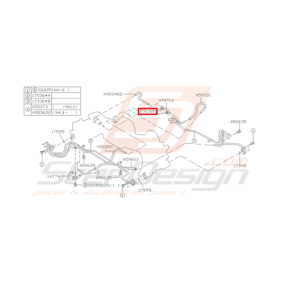 Attache tuyau de régulateur de pression d'essence SUBARU GT 99-00
