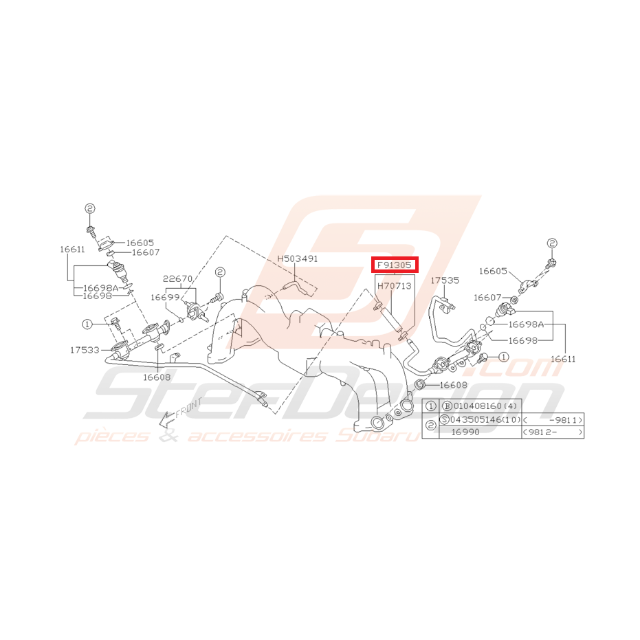 Attache tuyau de régulateur de pression d'essence SUBARU GT 99-00