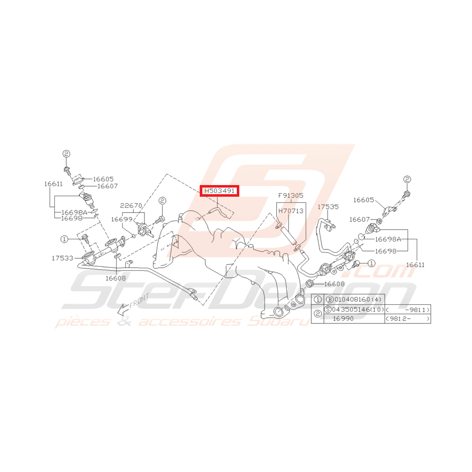 Durite de dépression de régulateur d'essence SUBARU GT 97-00 Durite de dépression de régulateur d'essence SUBARU GT 97-00