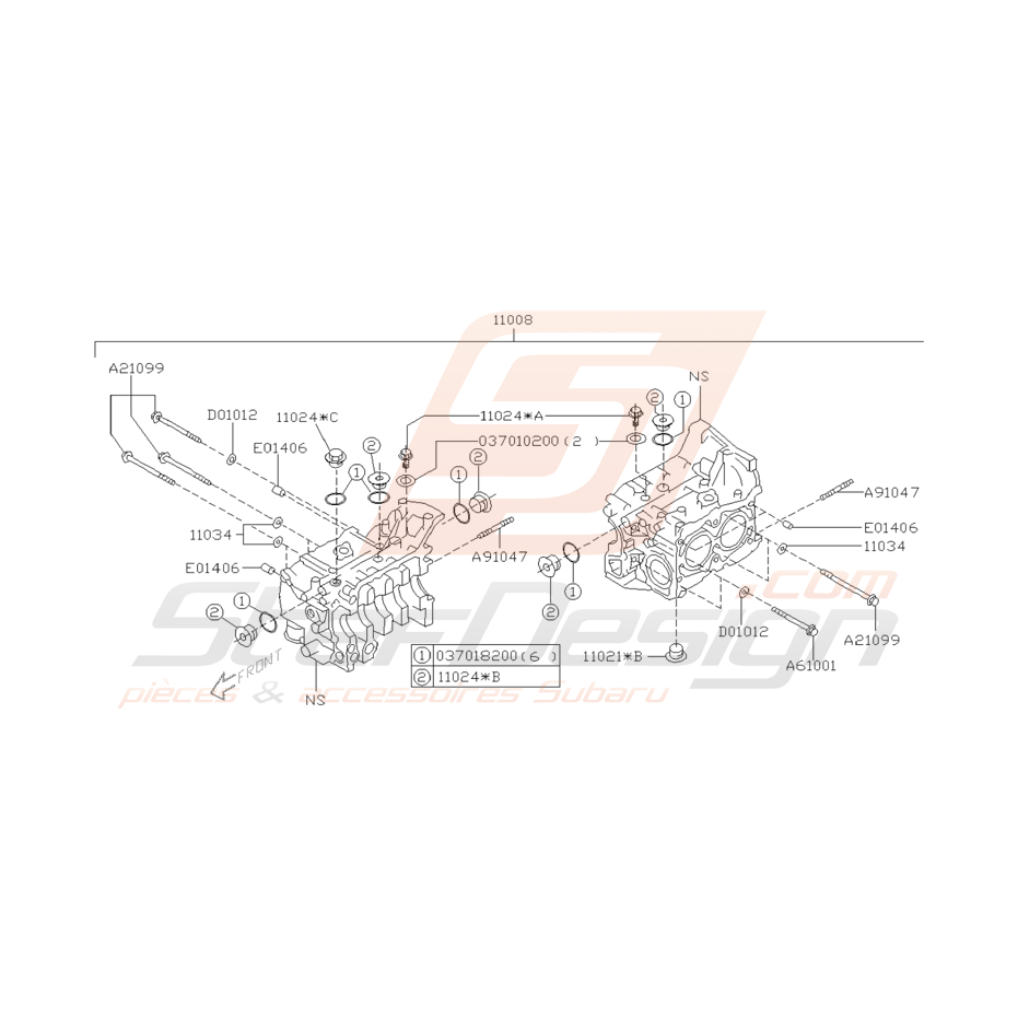 Schéma Joints et Vis Bas Moteur Origine Subaru GT 1999 - 2000 Schéma Joints et Vis Bas Moteur Origine Subaru GT 1999 - 2000