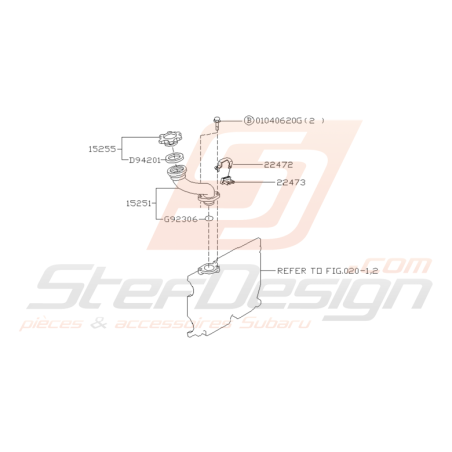 Schéma Conduit Remplissage d'Huile Origine Subaru GT 1993 - 1998