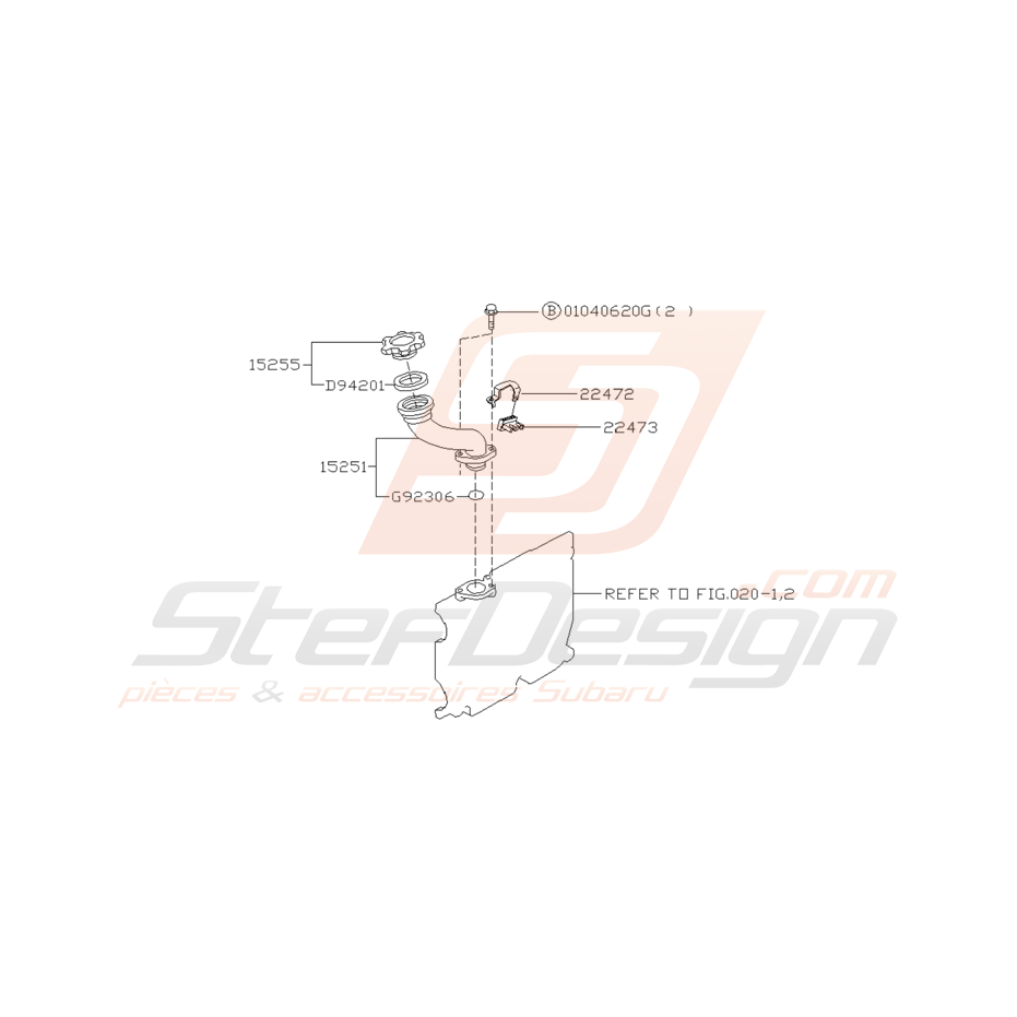 Schéma Conduit Remplissage d'Huile Origine Subaru GT 1993 - 1998