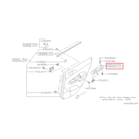 Garniture de bouton de lève vitre avant SUBARU WRX/STI 08-10