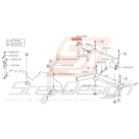 Collier Durite de Réservoir d'Eau Origine Subaru GT 1993 - 1996