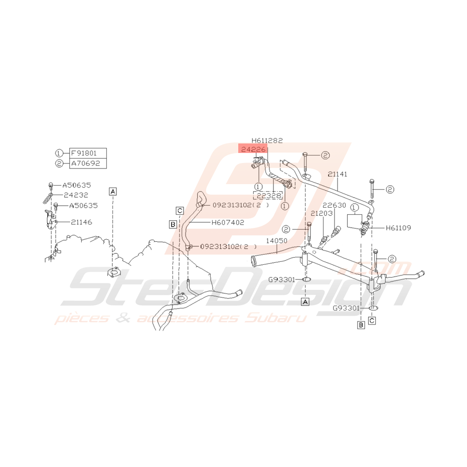 Collier Durite de Réservoir d'Eau Origine Subaru GT 1993 - 1996 Collier Durite de Réservoir d'Eau Origine Subaru GT 1993 - 1996