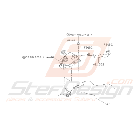 Schéma Réservoir d'Eau Origine Subaru Impreza GT 1993 - 1996