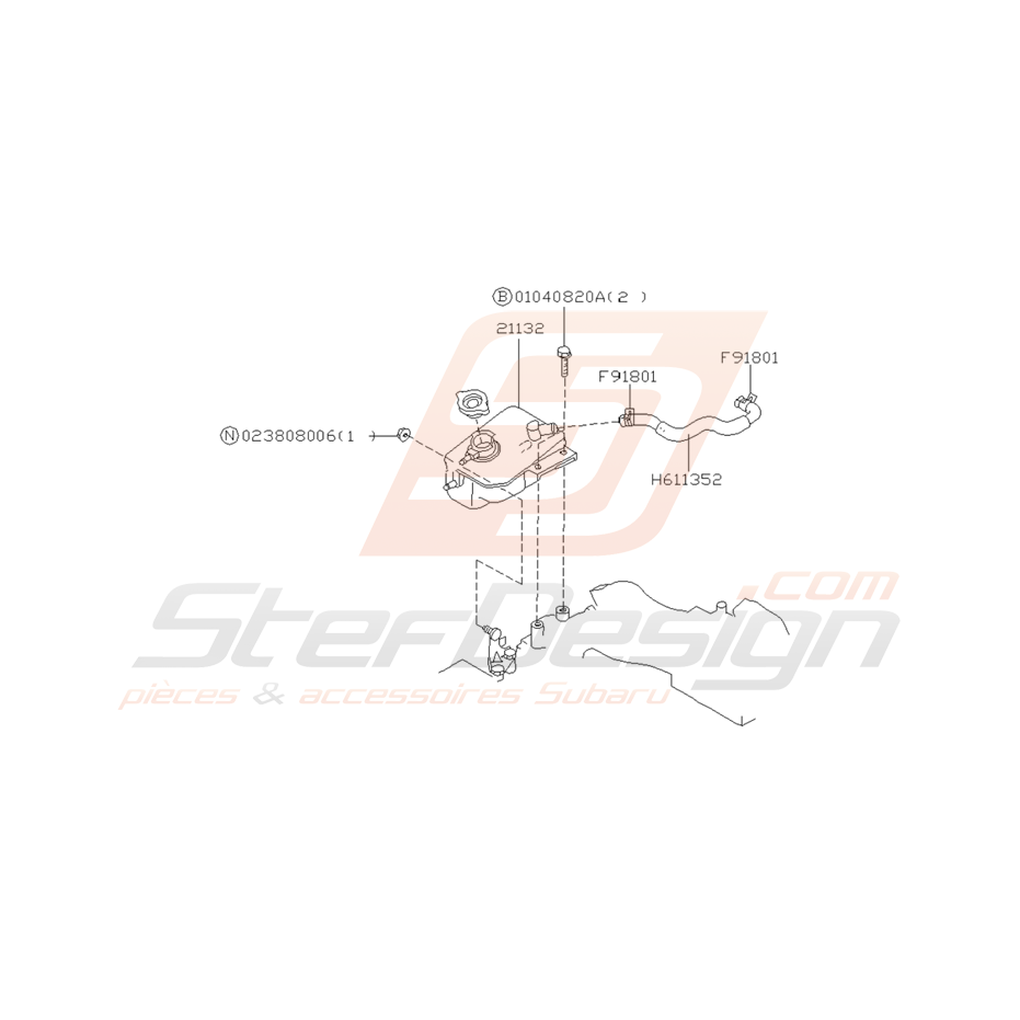 Schéma Réservoir d'Eau Origine Subaru Impreza GT 1993 - 1996