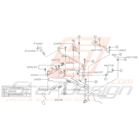 Schéma Durite de Réservoir d'Eau Origine Subaru GT 1997 - 1998