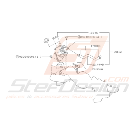 Schéma Vase d'Expansion d'Eau Origine Subaru GT 1997 - 1998