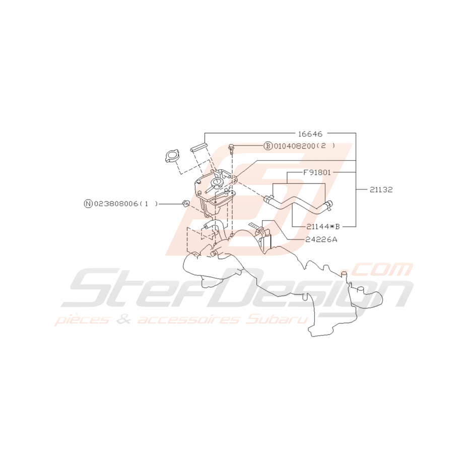Schéma Vase d'Expansion d'Eau Origine Subaru GT 1997 - 1998