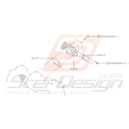 Schéma Porte Papillon d'Admission Origine Subaru GT 1997 - 1998