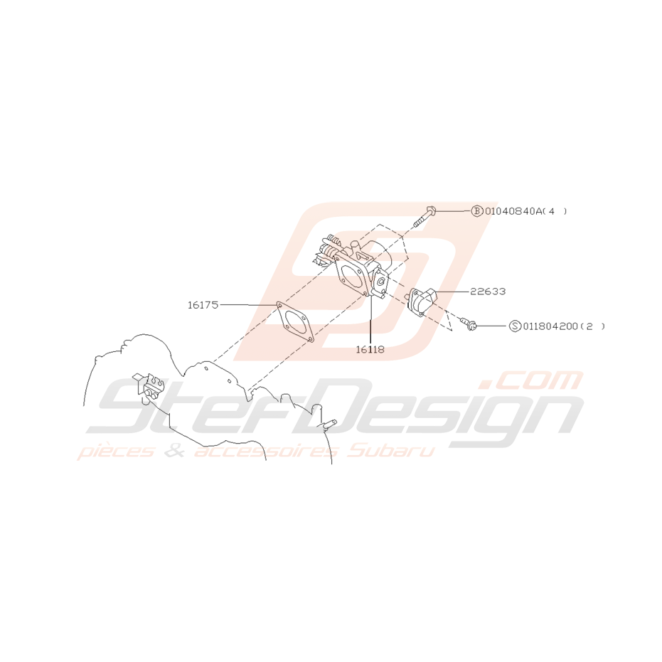 Schéma Porte Papillon d'Admission Origine Subaru GT 1997 - 1998