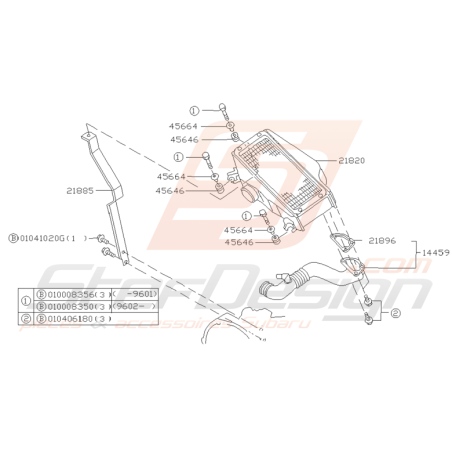 Schéma Echangeur Origine Subaru GT 1993 - 1996