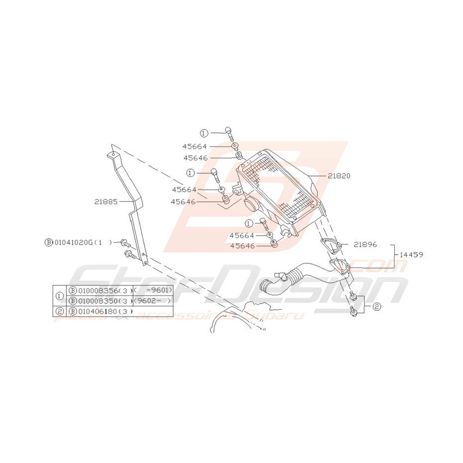 Schéma Echangeur Origine Subaru GT 1993 - 1996