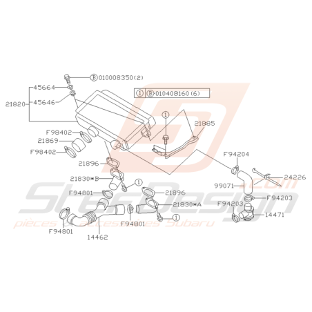 Schéma Echangeur Origine Subaru GT 1997 - 1998