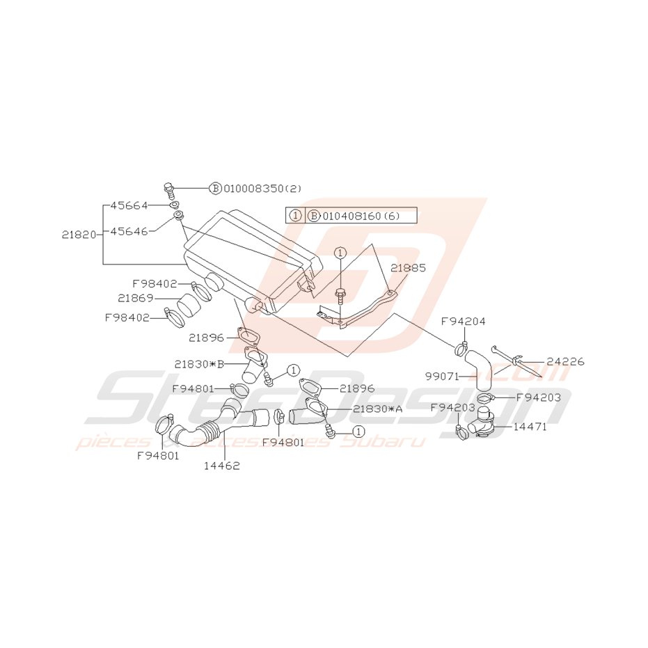 Schéma Echangeur Origine Subaru GT 1997 - 1998 Schéma Echangeur Origine Subaru GT 1997 - 1998