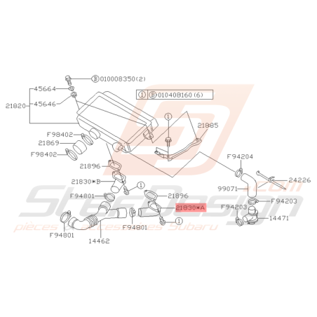 Coude Aluminium Origine Subaru Impreza GT 1997 - 1998