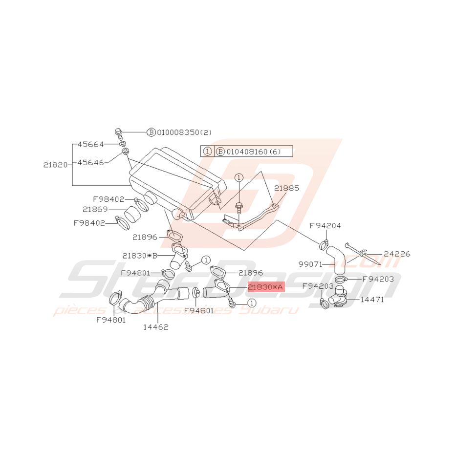 Coude Aluminium Origine Subaru Impreza GT 1997 - 1998